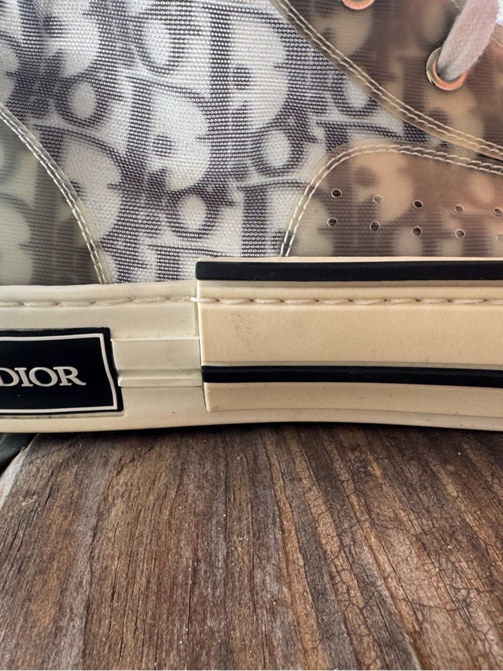 Dior Clear Monogram High-Top Sneakers - White/Gray - Picture 2 of 3
